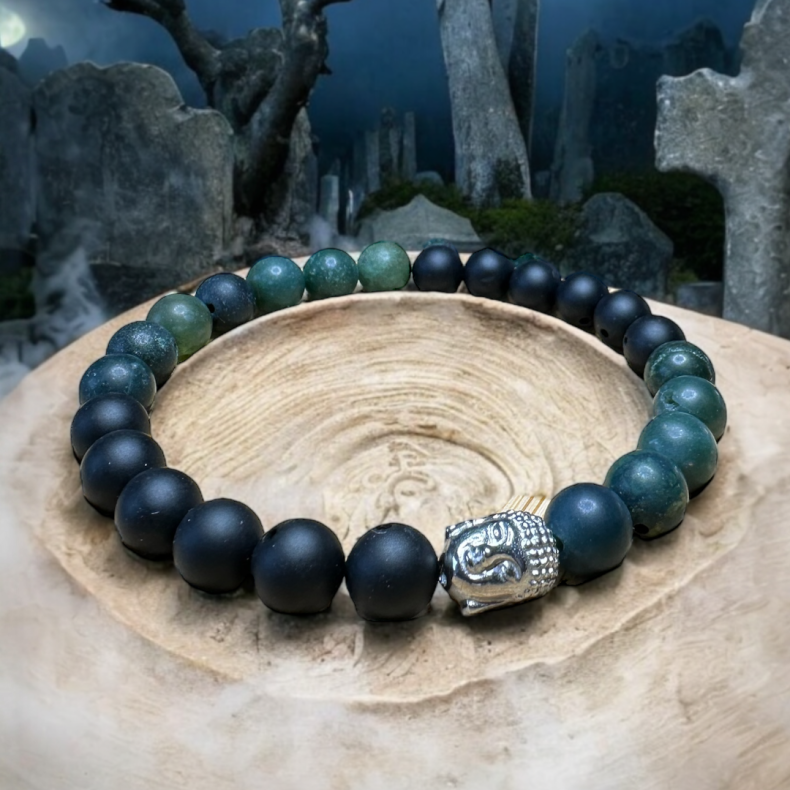 Herre-/Damearmbnd Mat Agat Buddha