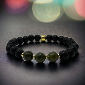 Armbnd Lava Grn Pyrit