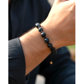 Macrame Herrearmb�nd med M�rke Tiger�je