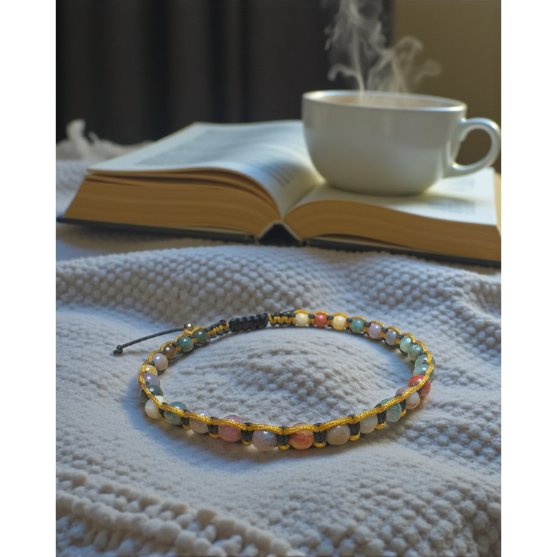 Herrearmb�nd - Macram� Ocean Jaspis